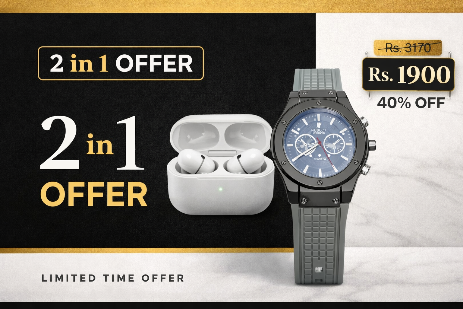 02 in 01 Earbuds and Watch Offer